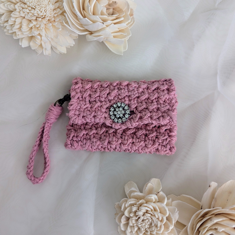 Handcrafted Pink Crochet Wristlet